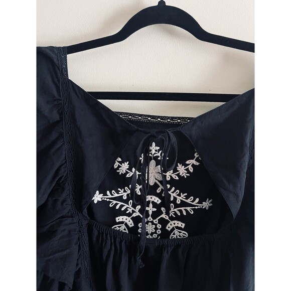 Old Navy Dress Women's Black‎ Embroidered Flutter Sleeve Boho Chic Size 2X Plus - Picture 4 of 5